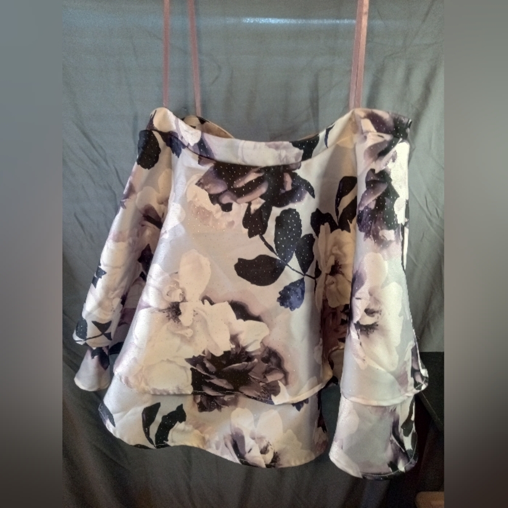 City Vibe Double Hem Purple Junior Floral Skirt